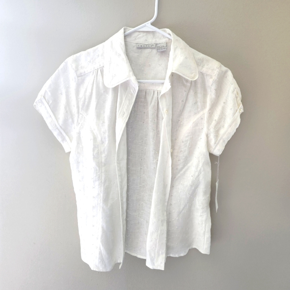 Tweeds White Button Down Shirt